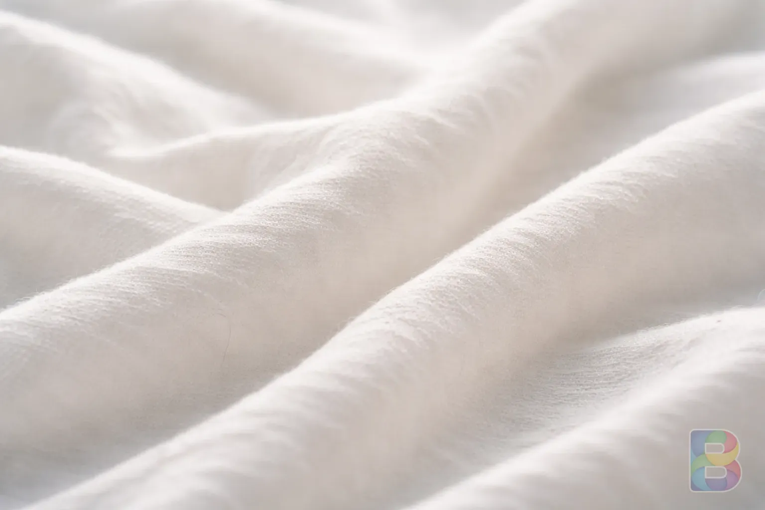 photorealistic, detail shot of a white cotton fabric texture, soft natural light, clean and airy mood, high detail